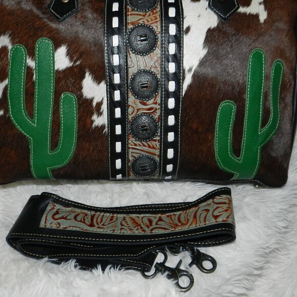 Myra Little Succulents Leather, Hide Duffle Bag🆕Ships Fast 💨⚡🚚 - Picture 6 of 15